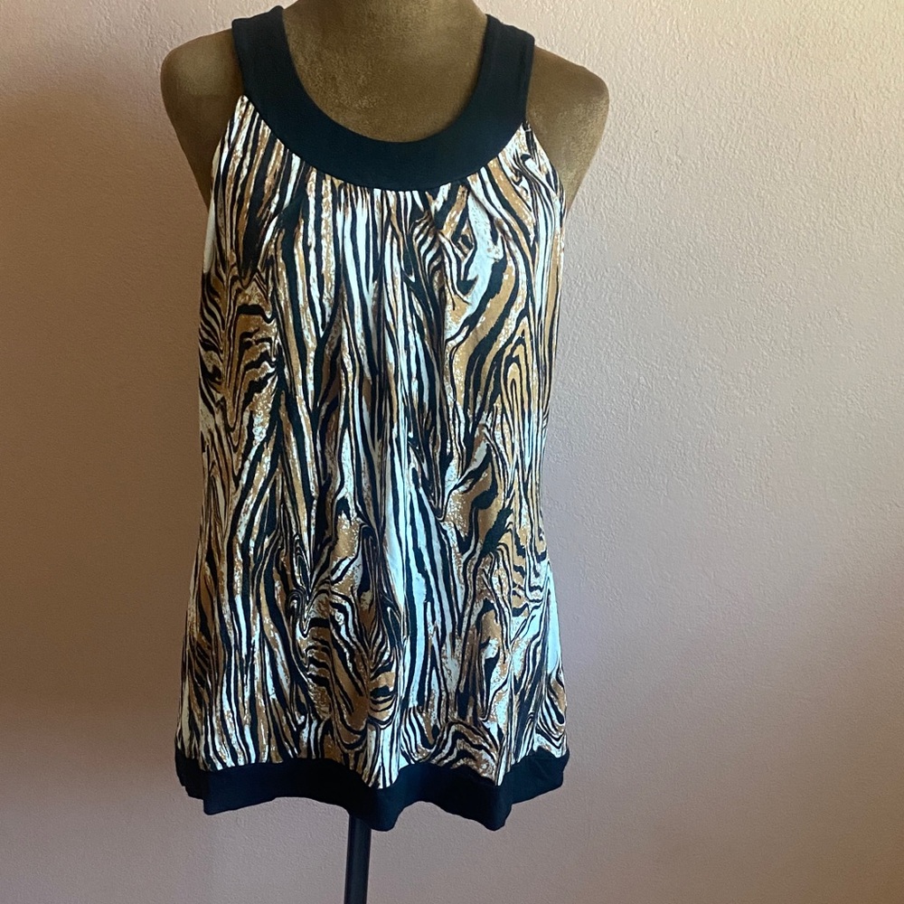Grace Elements Zebra Print Tank Top - Black and Tan